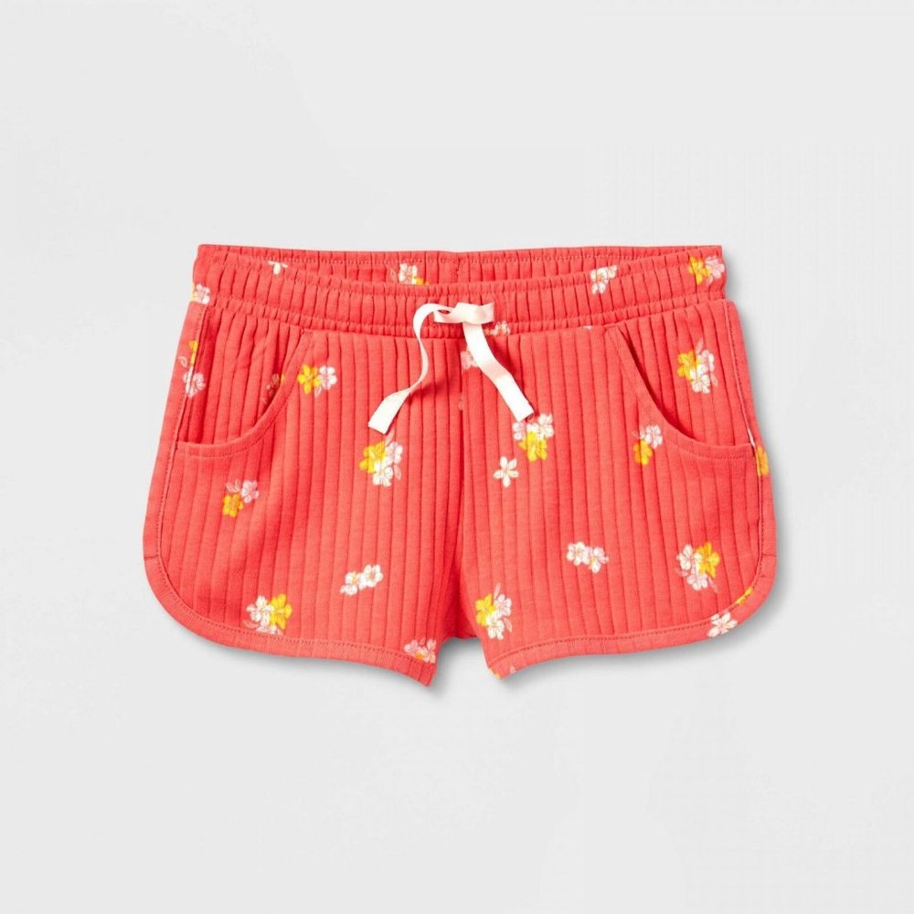 Cat & Jack Girls' Coral Floral Pull-On Shorts